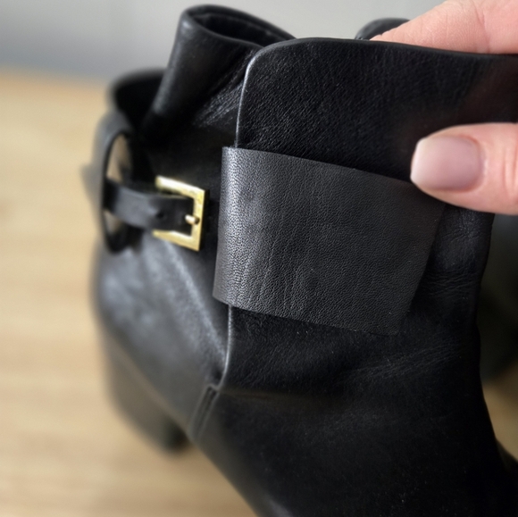 Alexander Wang Anja Black Leather Boots Womens Sz 8.5 Block Heel Buckle Closure. - Picture 7 of 14